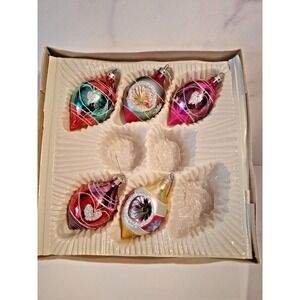 Vintage Christmas Ornaments Romania Glitter Indented Small Caps Beautiful Design